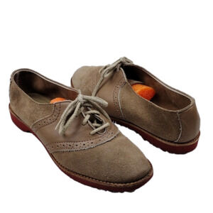 QUODDY Crafted Footwear Tan Suede Upper  Almond Toe Lace Up Oxford Shoes